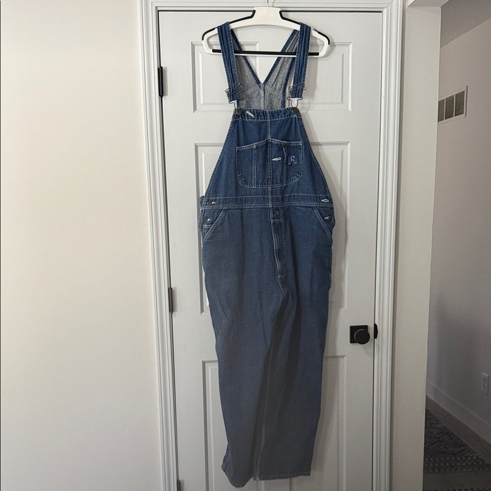 Real Work Wear Men’s Blue Denim Carpenter Bib Overalls Farmer Chores Outdoors